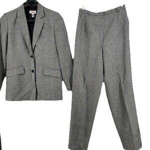 Talbots Wool Pant‎ Suit Blazer 6 / Pants 8/ Black White Vintage Old Money
